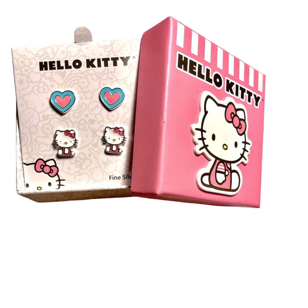 🎀 Hello Kitty Mix and Match Silver plated 2pc Stud Earrings Set Brand New 🎀